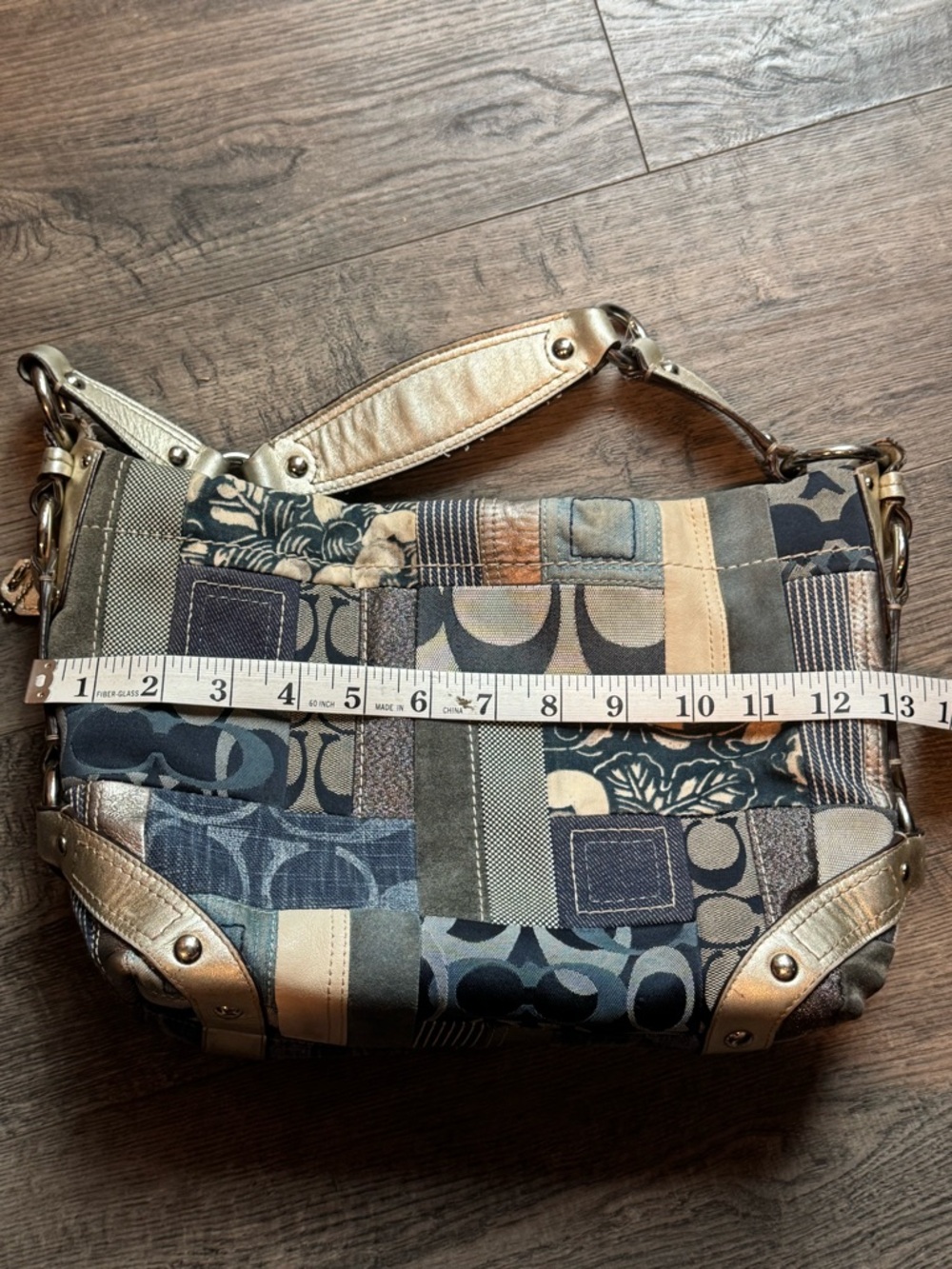 Coach Rare Y2K Denim Patchwork Hobo Purse Shoulder Bag F13720 - Picture 11 of 16